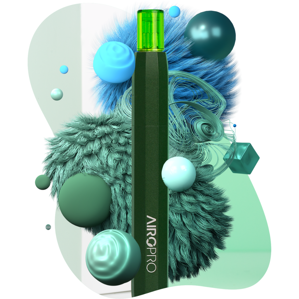 airo pro vape with rouund adornments and organic shapes